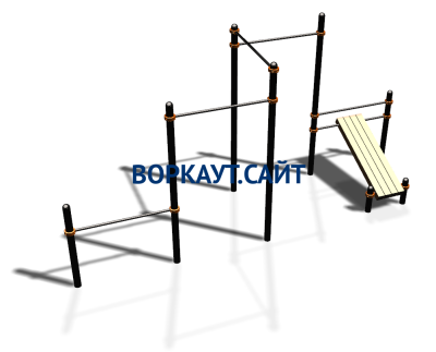 Воркаут комплекс разноуровневых турников со скамьей для пресса ВС-37 в Владимире