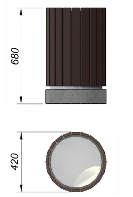 Урна деревянная круглая с бетонным основанием МАФ 1632 в Владимире