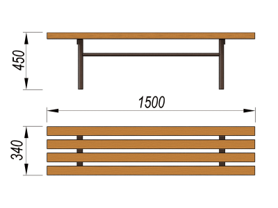 Лавочка без спинки МАФ 1601 в Владимире