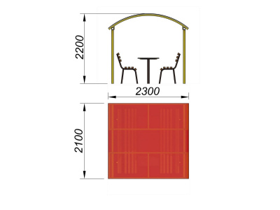 Стол и лавки под навесом МАФ 4005 в Владимире