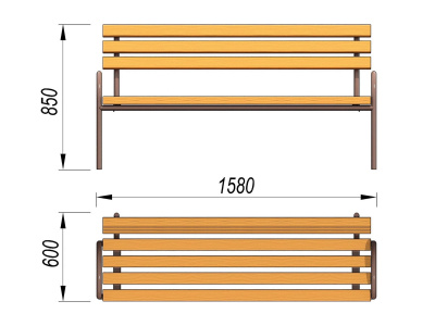 Парковая лавочка со спинкой МАФ 1605 в Владимире