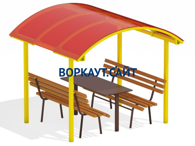 Стол и лавки под навесом МАФ 4005 в Владимире
