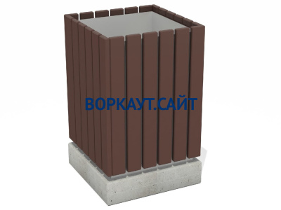 Урна деревянная квадратная с бетонным основанием МАФ 1633 в Владимире